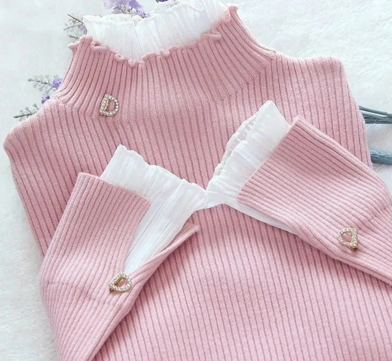 Women Long Sleeve Ribbed Knitted Sweater finest Top