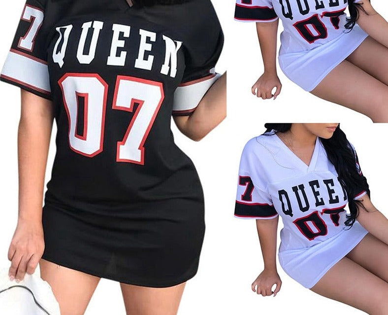 Women Hip Hop Queen Printed Long black T Shirt