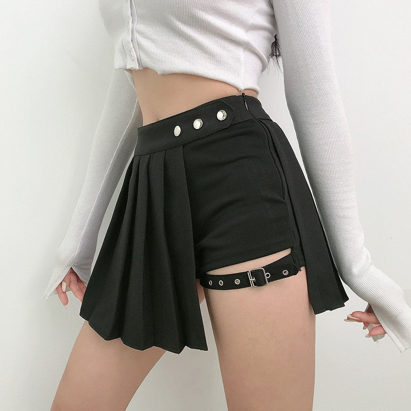 Women Asymmetrical High Waist Black Skirts