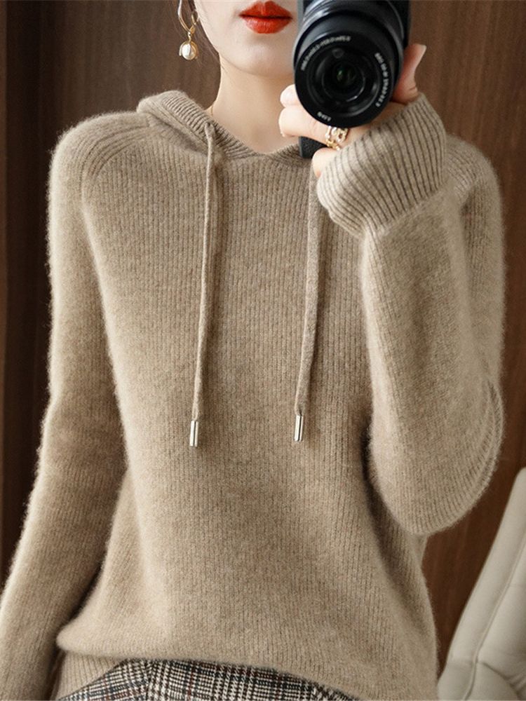 Elegant Hooded Knitted Jacket Cardigan