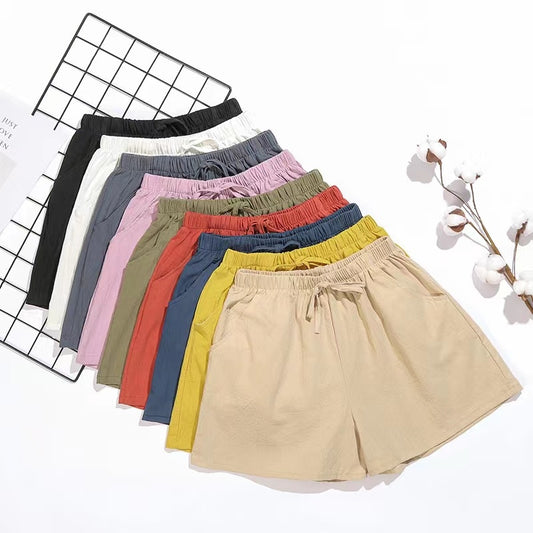 New Summer Cotton Linen Beach Shorts