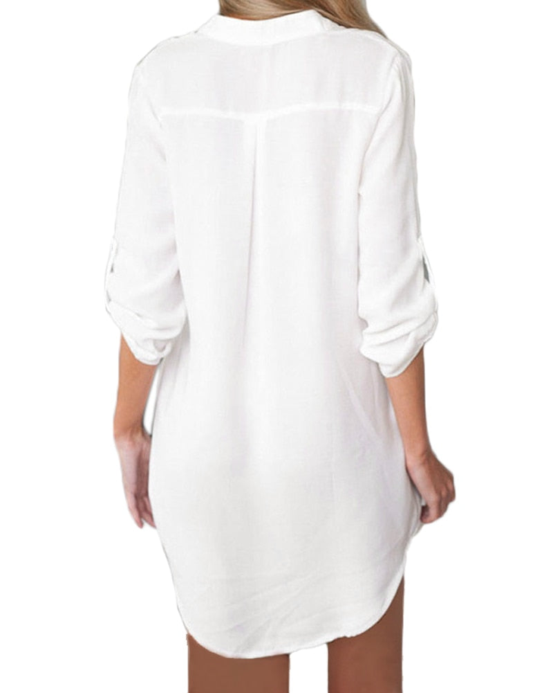 White Chiffon Long Sleeve Blouse