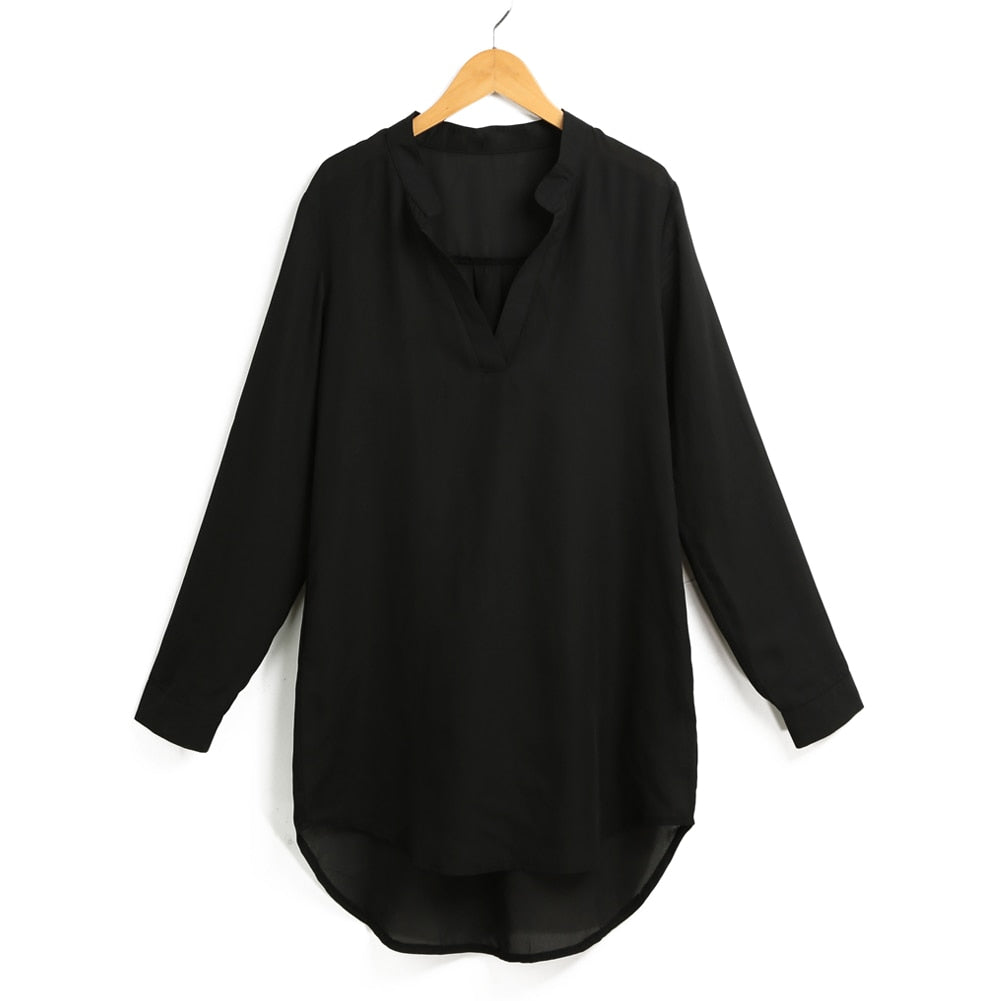 Black Chiffon Long Sleeve Blouse