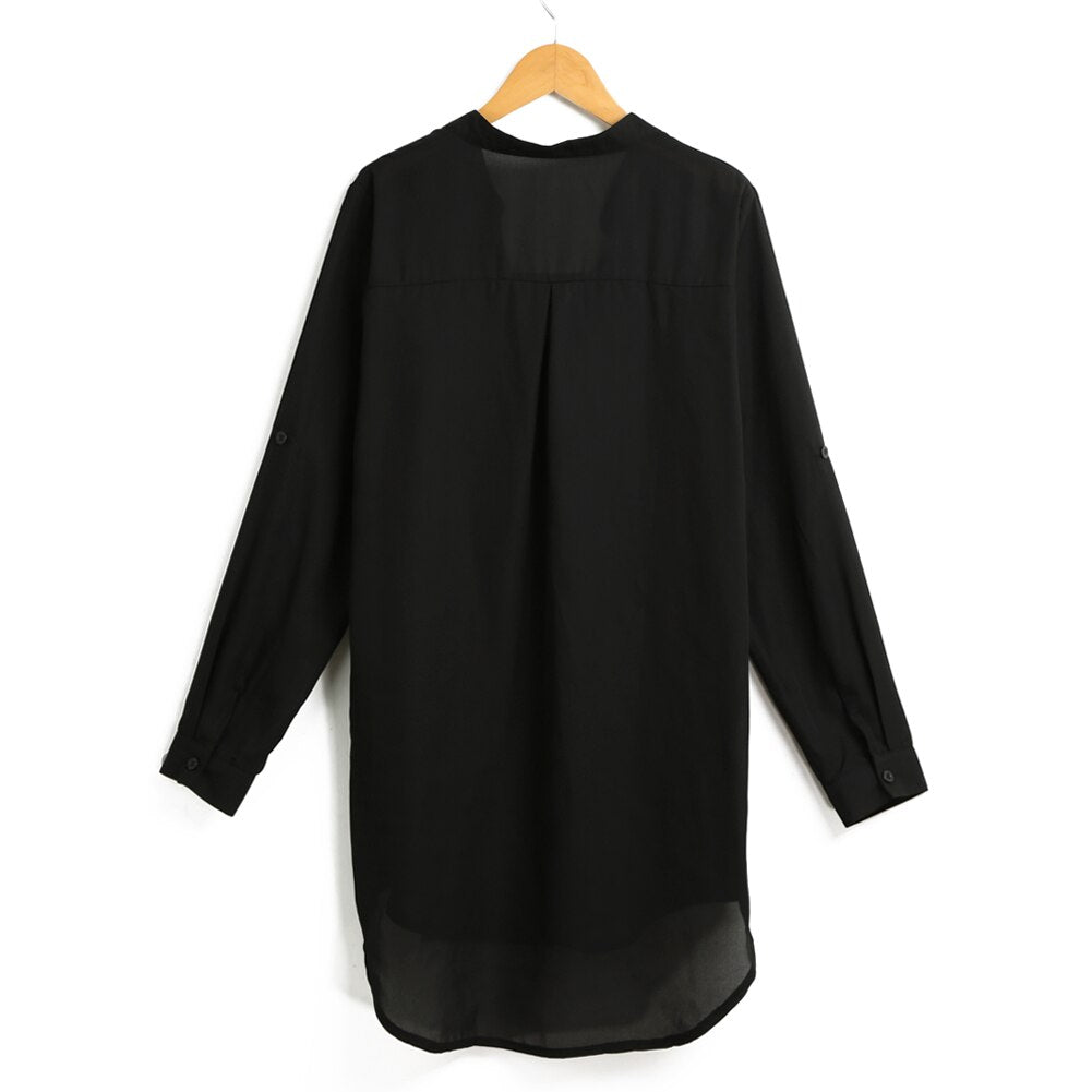 Black Chiffon Long Sleeve Blouse