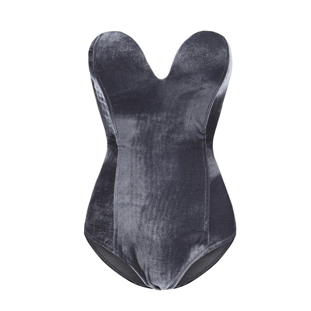 Strapless Velvet Bodysuit