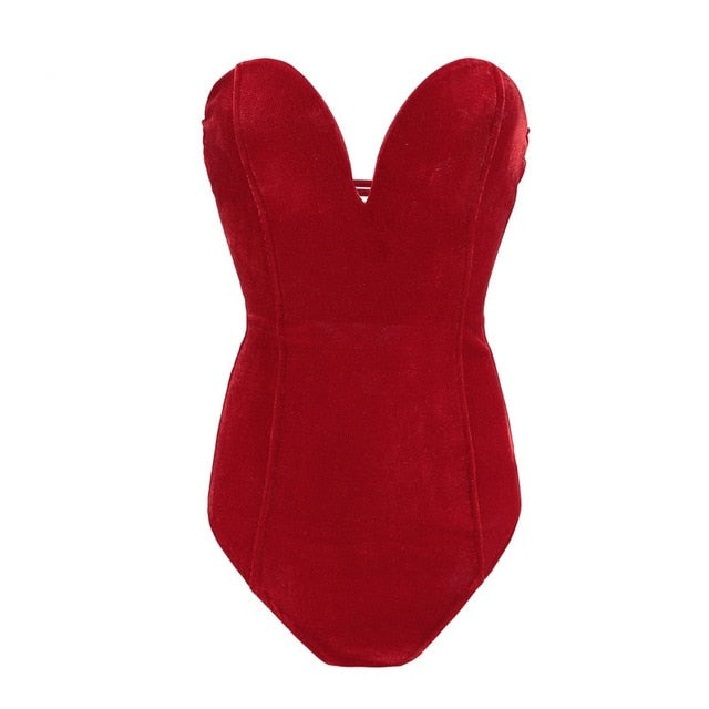 Strapless Velvet Bodysuit