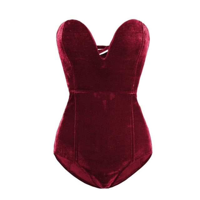 Strapless Velvet Bodysuit