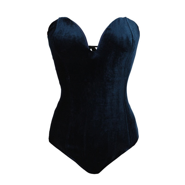 Strapless Velvet Bodysuit