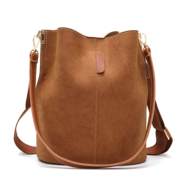Retro Nubuck Leather-look Tote Handbag