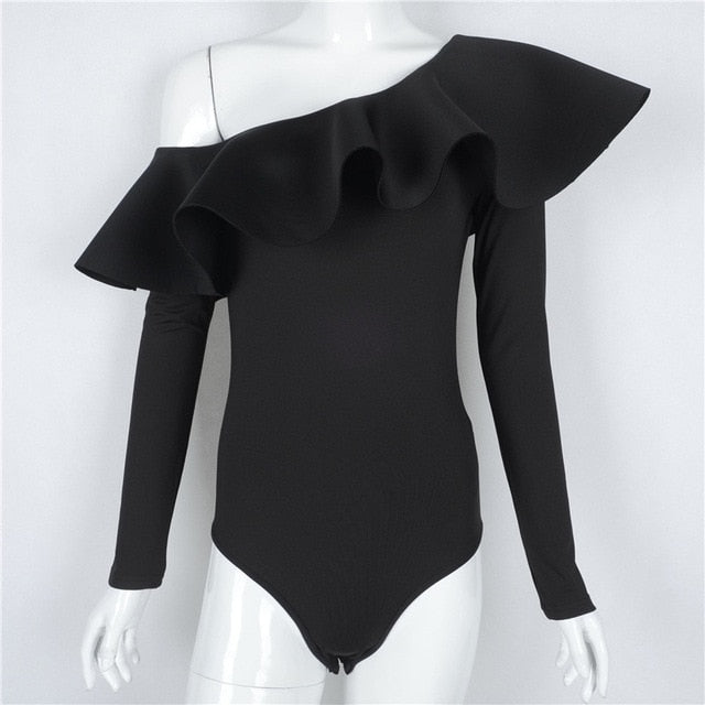 One Shoulder asymmetric Bodysuit Top