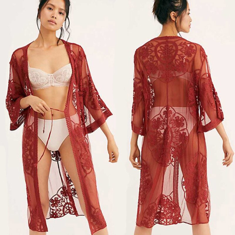 Lace beach cover up kimono