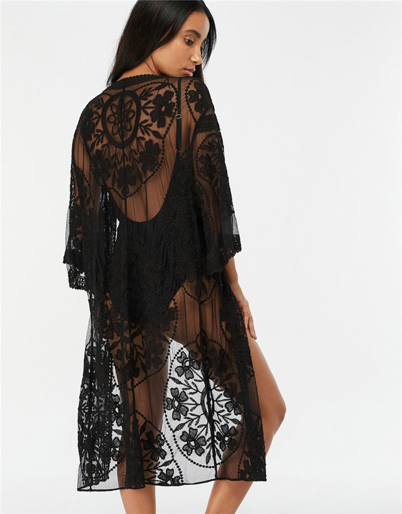 Lace beach cover up kimono