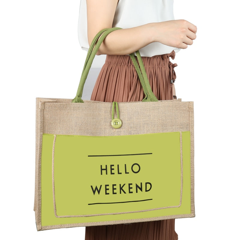 Linen Tote Large Shopping Bag