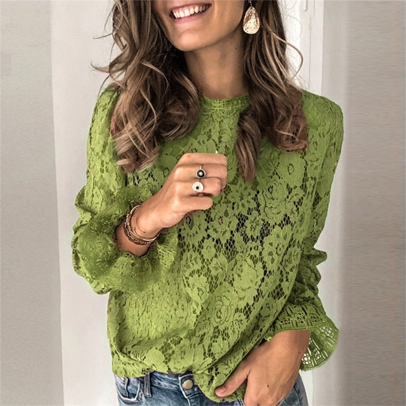 Lace & Ruffles detail Long Sleeve Blouse