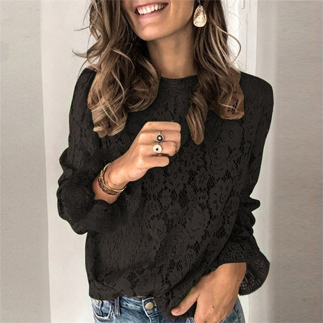 Lace & Ruffles detail Long Sleeve Blouse