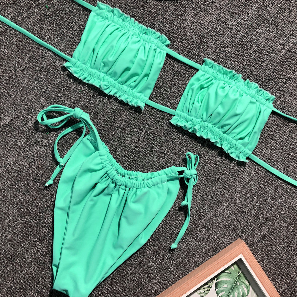 Strapless Ruffles Bikini Set