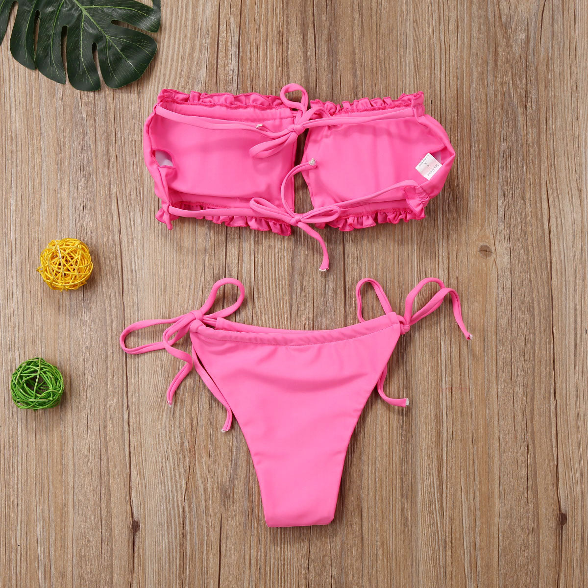 Strapless Ruffles Bikini Set