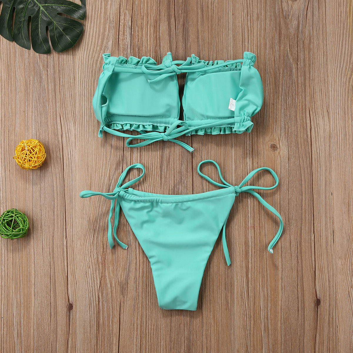 Strapless Ruffles Bikini Set