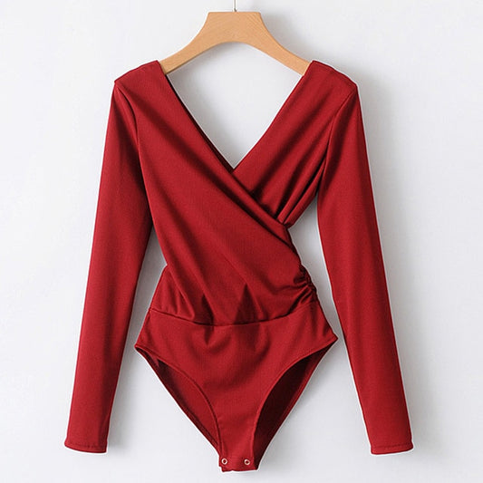 Long Sleeve Backless Wrap Bodysuit