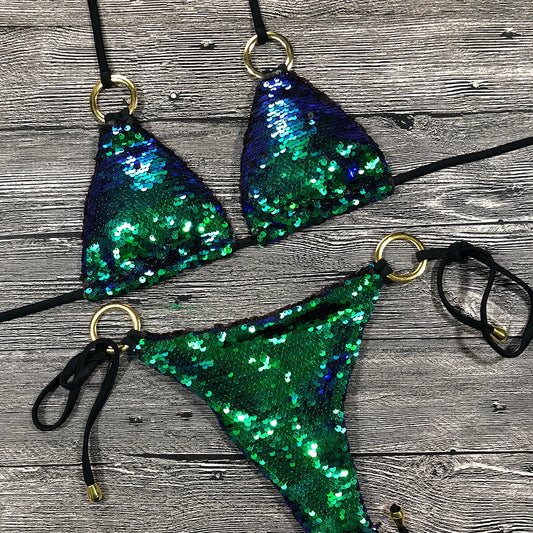 Halter neck Sequin Charming Bikini Set