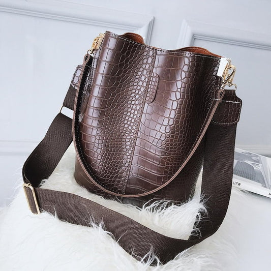 Croc Pattern Shoulder Handbag