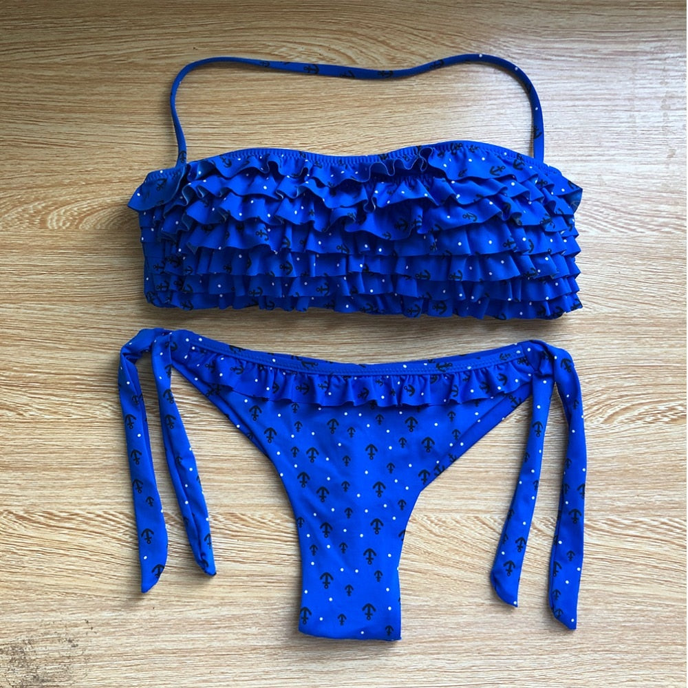 Ruffle halter neck Bikini Set