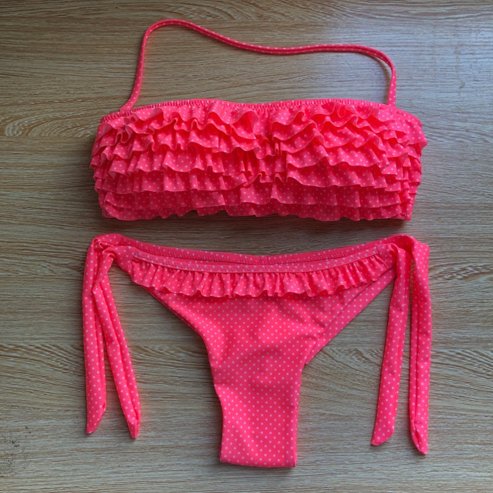 Ruffle halter neck Bikini Set