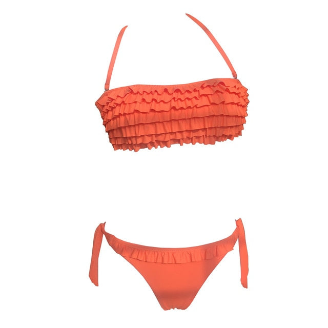 Ruffle halter neck Bikini Set