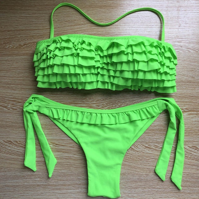 Ruffle halter neck Bikini Set