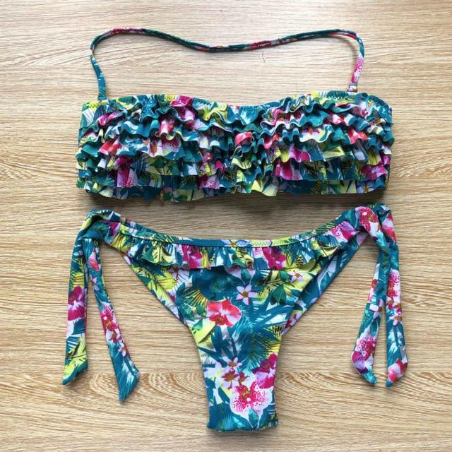 Ruffle halter neck Bikini Set