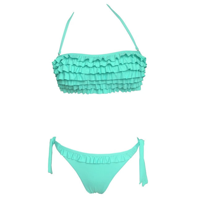 Ruffle halter neck Bikini Set