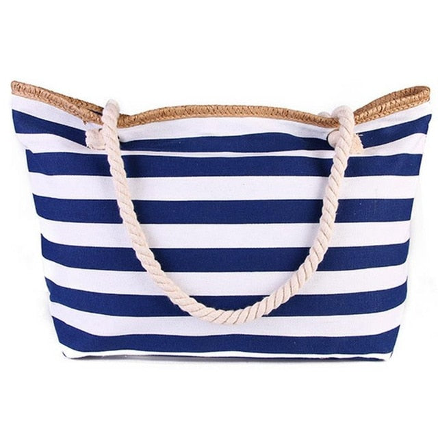 Canvas Beach Bag Blue Large(Max Length>50cm)