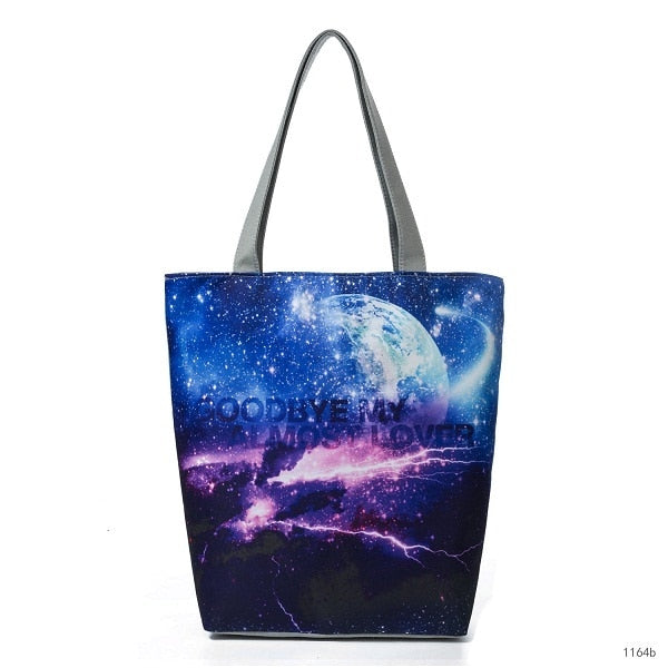 Canvas Print Shoulder Tote Bag 11164B