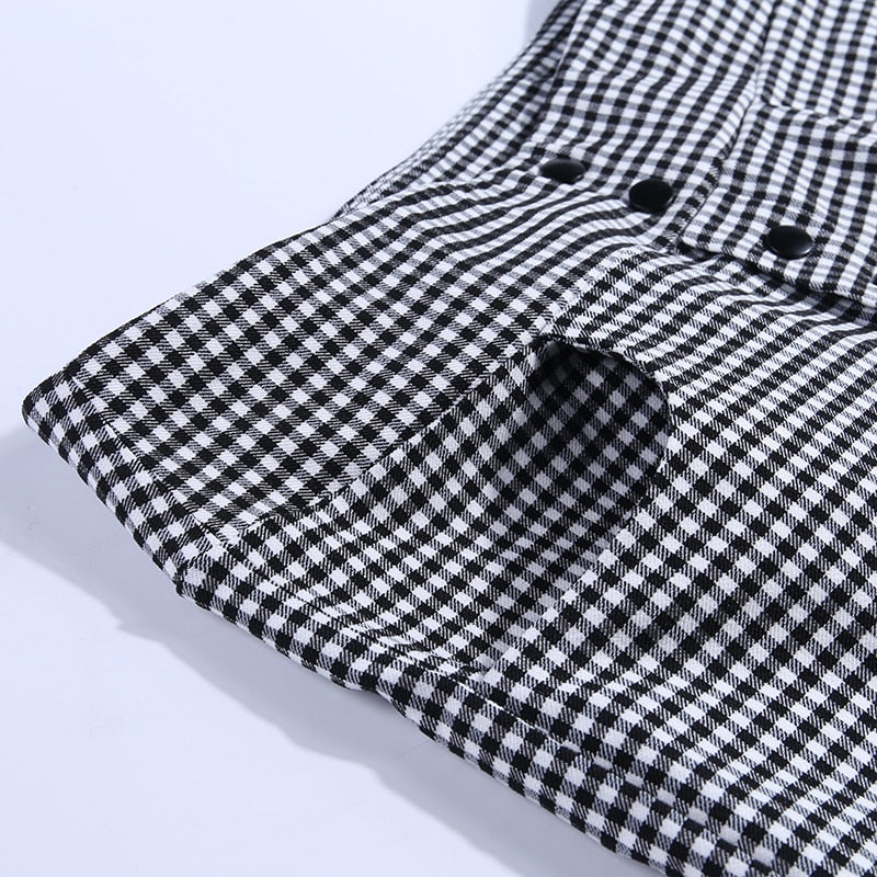 High Waist Checked High Quality Trousers