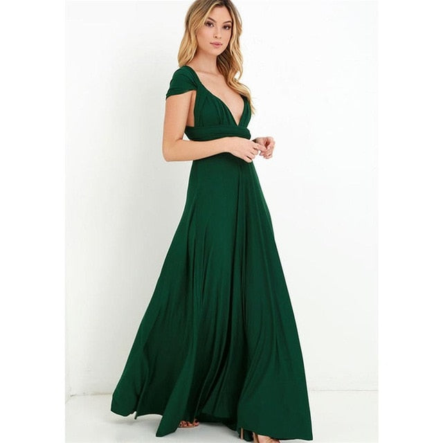 Multi-way Wrap Maxi Dress Green