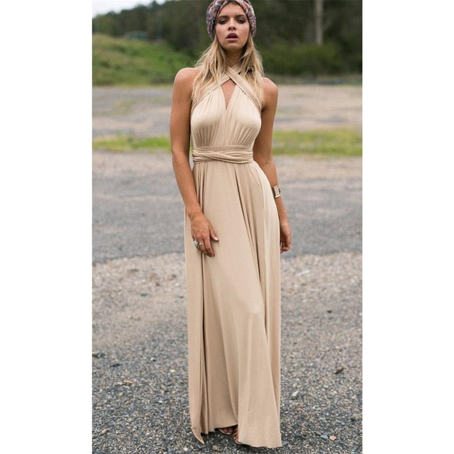 Multi-way Wrap Maxi Dress Khaki