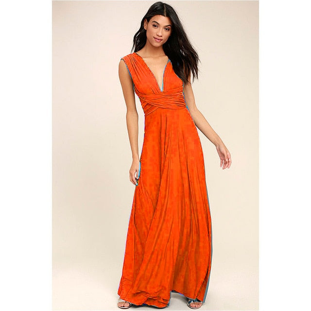 Multi-way Wrap Maxi Dress Orange