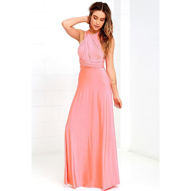 Multi-way Wrap Maxi Dress Pink