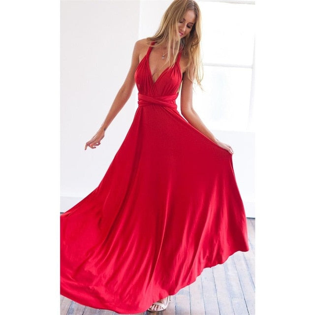 Multi-way Wrap Maxi Dress Red