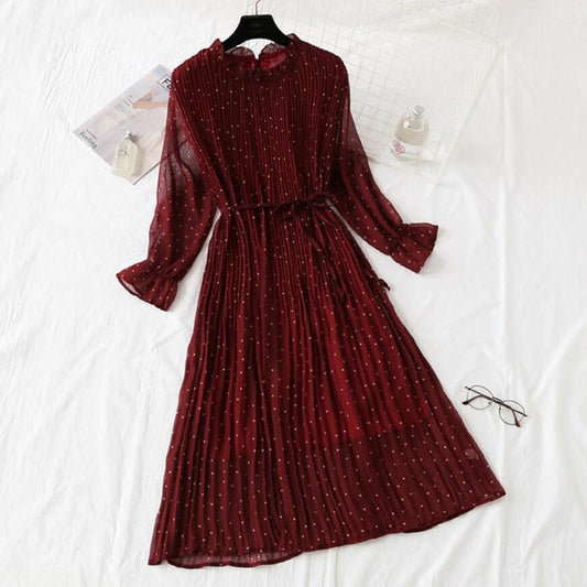 Vintage long sleeve Dress Red wine