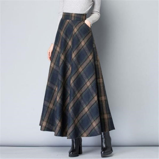 Stylish Maxi Check Winter Skirt