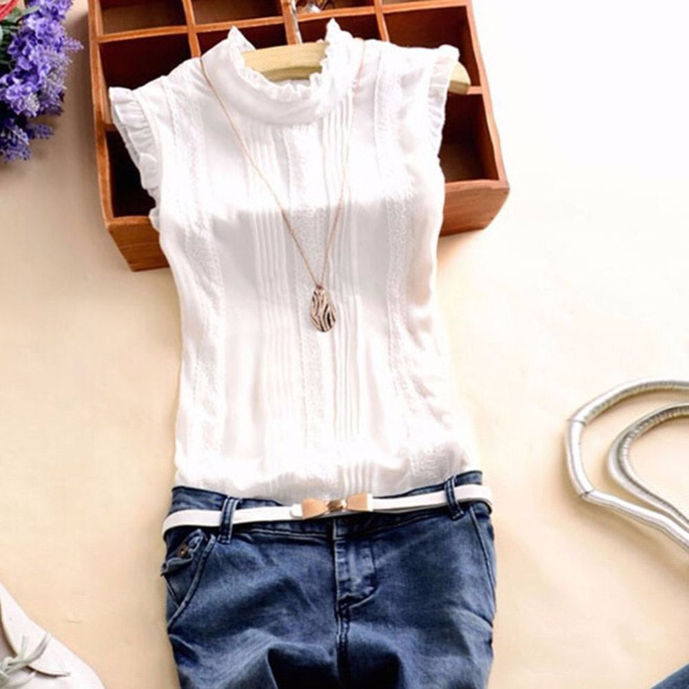 Ruffle Sleeveless Blouse