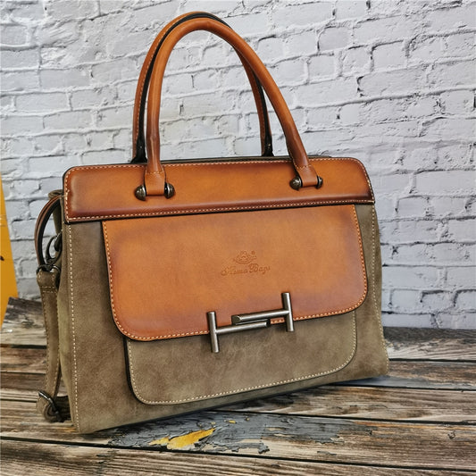 Vintage leather-look Shoulder Handbag