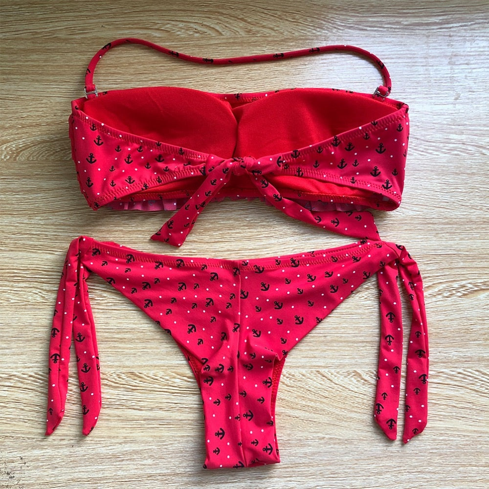 Ruffle halter neck Bikini Set