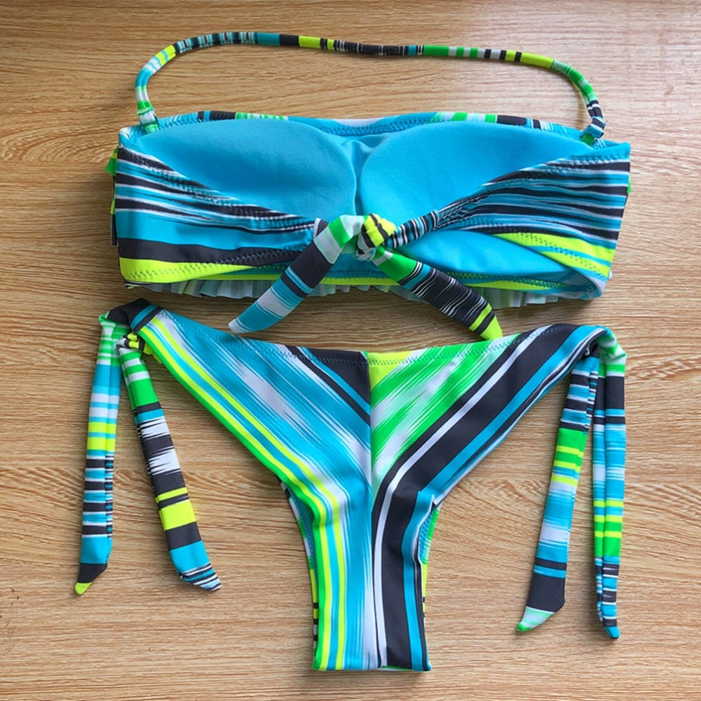 Ruffle halter neck Bikini Set