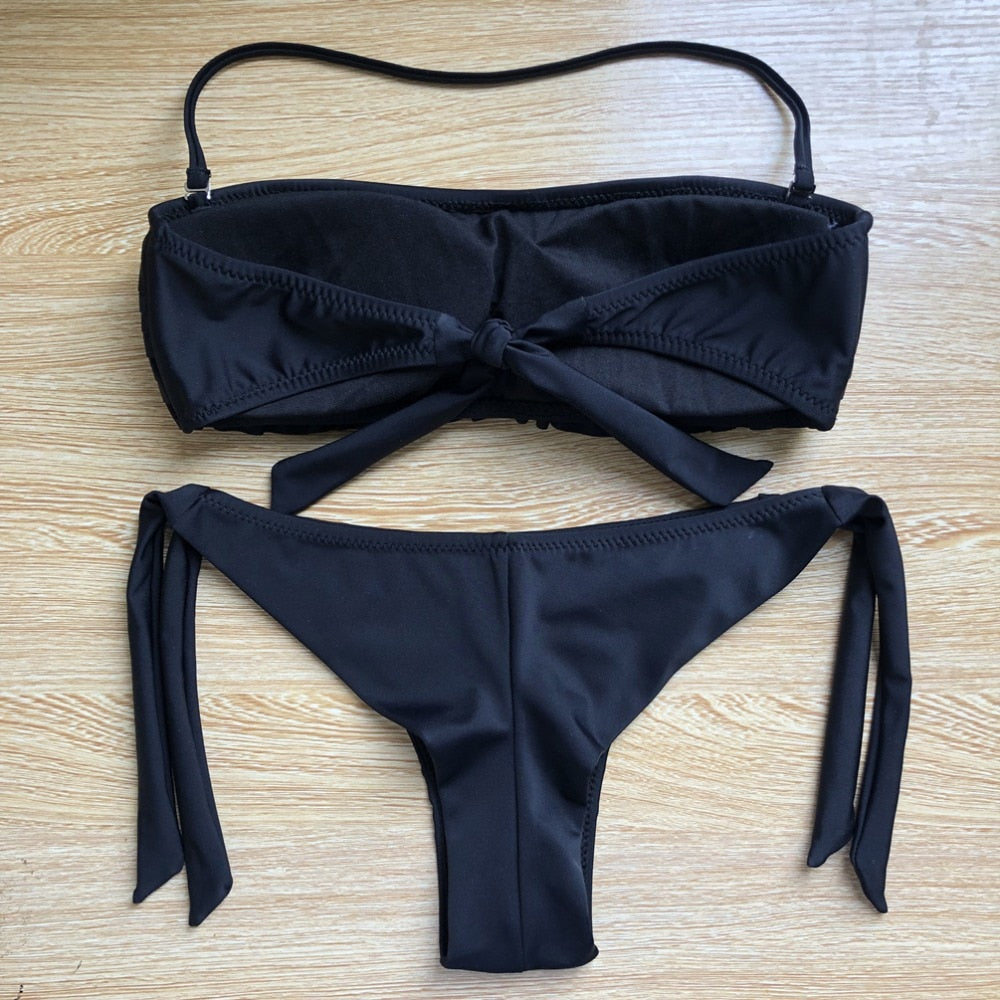 Ruffle halter neck Bikini Set