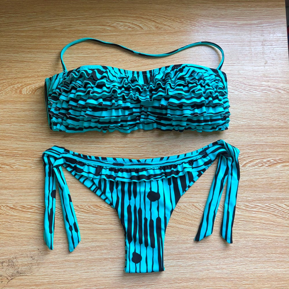 Ruffle halter neck Bikini Set