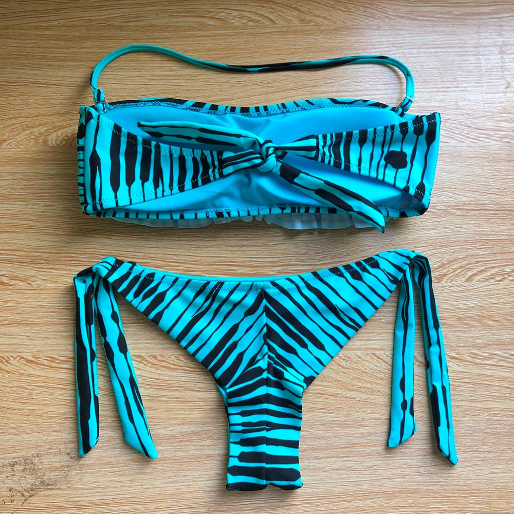 Ruffle halter neck Bikini Set