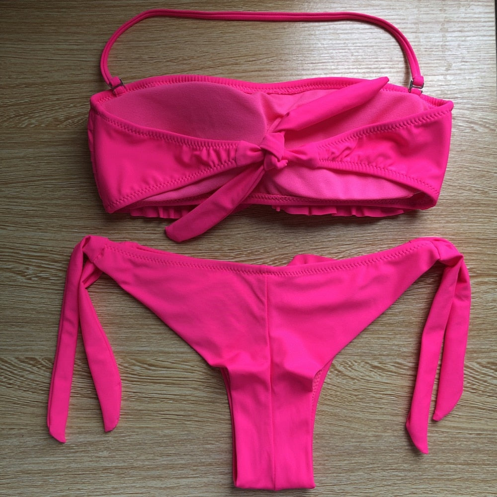 Ruffle halter neck Bikini Set