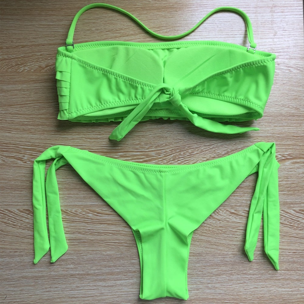 Ruffle halter neck Bikini Set